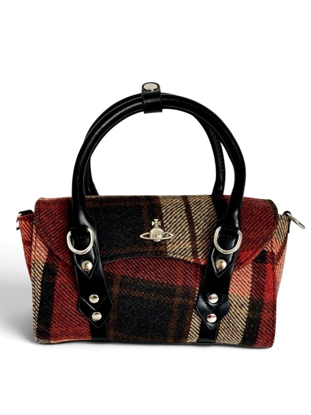 Vivienne Westwood Mini Bettina Harris Tweed Plaid Satchel Bag